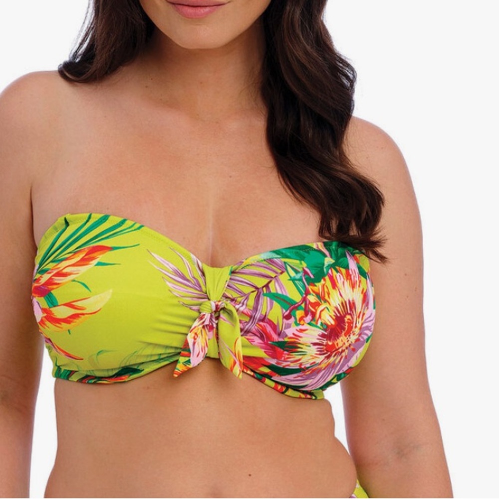 Fantasie Lime Green Tropical Floral Bandeau Bikini Top